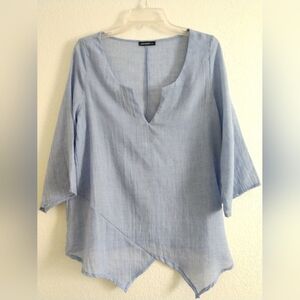 Just Fashion Now Linen Blend Lightweight Shirt Swim Cover Lagenlook Size Small